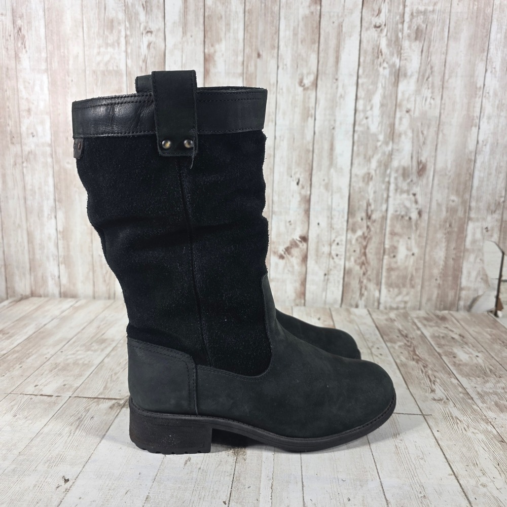 UGG Australia Simmens Black Leather Suede Waterproof Wool Lined Boots 1017487 6